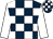 Dark blue and white check, white sleeves (J French, D McDermott, S Nelson, T Syd)