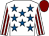White, royal blue stars, white and maroon striped sleeves, maroon cap (E H Jones (Paints) Ltd)