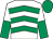 White, emerald green chevrons, halved sleeves, emerald green cap (Mrs Sylvia Scott)