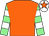 Orange, light green and white hooped sleeves, white cap, orange star (Mr T Alderson)