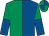 Emerald green and royal blue (halved), halved sleeves, quartered cap (Mr John Wills)
