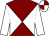 Maroon and white diabolo, white sleeves, quartered cap (The Daughters Of Minella Partnership)