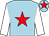 Light blue, red star, white sleeves, light blue cap, red star (Miss K Scott)