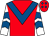 Red, royal blue chevron, white sleeves, royal blue chevrons, red cap, royal blue diamonds (Zoom Buddies Syndicate)