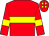 Red, yellow hoop & armlet, red cap, yellow spots (S J Foley)