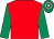 Red, emerald green sleeves, emerald green & white hooped cap (Mrs Karena Maxwell)