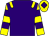 Purple, yellow epaulettes, yellow & purple hooped sleeves, yellow cap, purple diamond (Buzzer Racing Syndicate)