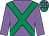 Mauve, emerald green cross belts, emerald green and mauve check cap (Just Four Men)