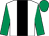 White, black stripe, emerald green sleeves and cap (Moremoneythan)