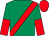 Emerald green, red sash, halved sleeves, red cap (Mr P J Cave)