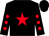 Black, red star, black sleeves, red spots (Ms Deborah Thomson)