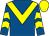 Royal blue, yellow chevron, chevrons on sleeves, yellow cap (Mr J Edgedale & Partner)