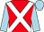 Red, white cross belts, light blue sleeves and cap (Ridge House Stables Ltd)