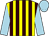 Yellow and brown stripes, light blue sleeves and cap (Mrs J A Thomas & Heart Racing)