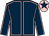 Dark blue, pink seams, pink cap, dark blue star (Mrs E J Wills)