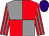 Red & grey quartered, striped sleeves, purple cap (Mrs Helen Mullins)