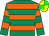 Emerald green & orange hooped, green & yellow quartered cap (John P McManus)