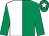 Emerald green & white halved, emerald green sleeves, white star on cap (Whitegrass Getaway Syndicate)