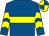Royal blue, yellow hoop, yellow chevrons on sleeves, quartered cap (Hybery Racing Syndicate)