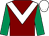 Maroon, white chevron, emerald green sleeves, white cap (Maurice Finn)