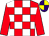 Red & white check, red sleeves, yellow & purple quartered cap (Patrick McInerney)
