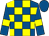 Royal blue and yellow check, royal blue sleeves, yellow armlets, royal blue cap (Glassex Holdings Ltd)