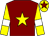 Maroon, yellow star, yellow sleeves, white armlets, yellow cap, maroon star (Peter Bowen Racing Club)
