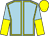 Light blue, yellow seams, halved sleeves, yellow cap (Mr D Rees & Mr J E Rees)