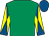 Emerald green, yellow and royal blue diabolo on sleeves, royal blue cap (Mr D De Souza)