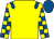 Yellow, royal blue epaulets, checked sleeves, royal blue cap (Catch Twenty Two)