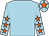 Light blue, orange stars on sleeves, light blue cap, orange star (Mrs Elizabeth Ferguson)