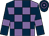 Mauve and dark blue check, dark blue sleeves, mauve armlets, hooped cap (Mr Jerry Hinds & Mr Ashley Head)