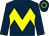 Dark blue, yellow chevron hoop, dark blue sleeves, dark blue cap, yellow hoop (Caballine)