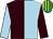 Brown and light blue (halved), sleeves reversed, emerald green and yellow striped cap (Mr P T Newell)