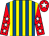 Royal blue and yellow stripes, red sleeves, white stars, red cap, white star (Mindy Hammond & Partners)