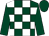 Dark green and white check, dark green sleeves and cap (Mr P J McBride)