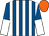 Royal blue and white stripes, halved sleeves, orange cap (Gallaghers)