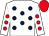 White, dark blue spots, white sleeves, red spots, red cap (Sahara Thoroughbreds)