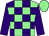 Light green and purple check, purple sleeves, light green cap (Red Mischief Racing)