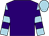 Purple, light blue and purple hooped sleeves, light blue cap (J R Racing)