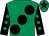 Emerald green, large black spots, black sleeves, emerald green spots, emerald green cap, black star (Mr S Morris)