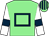 Light green, dark blue hollow box, white sleeves, dark blue armlet, light green & dark blue striped cap (D Field & Eddie Aylward)