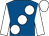 Royal blue, large white spots, white sleeves & cap (F McCarthy)