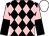 Black & pink diamonds, halved sleeves, white cap (William Hurley)