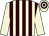 Beige and brown stripes, beige sleeves, hooped cap (Mr J King)