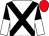 White, black cross belts, black and white halved sleeves, red cap (Druzhba Racing Partnership)