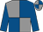Grey and royal blue (quartered), royal blue sleeves (Mrs D J Brown)