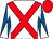 White, red cross belts, royal blue and white diabolo on sleeves, red cap (Hever Stud Farm Ltd)