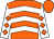 Orange, white chevrons, white sleeves, orange diamonds and cap (Mr Francis Maghery & Partner)