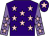 Purple, pink stars, mauve sleeves, pink stars, purple cap, pink star (Mrs June Watts)